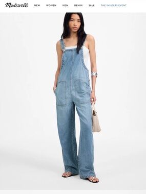 Madewell wide leg overalls in Ashbury wash airy denim NWT